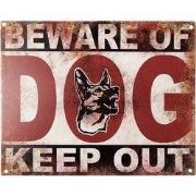 Clayre & Eef Tekstbord 25x20 cm Rood Beige IJzer Hond