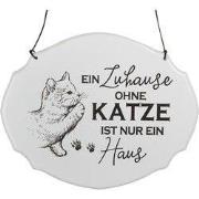 Clayre & Eef Tekstbord 18x15 cm Wit Metaal Kat