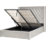 LUBBON  - Bed met opbergruimte - Lichtgrijs - 140 x 200 cm - Fluweel