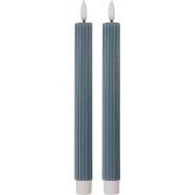 Clayre & Eef LED Dinerkaarsen set van 2 Ø 2x25 cm Blauw Wax