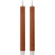Clayre & Eef LED Dinerkaarsen set van 2 Ø 2x25 cm Bruin Wax