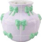 Vase - Flower Vase Ribbons - Lilac/Mint - 14,5x14,5x13cm