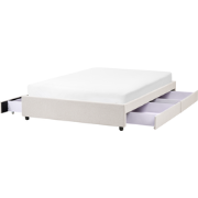 PRADES - Bed met opbergruimte - Lichtbeige - 140 x 200 cm - Polyester