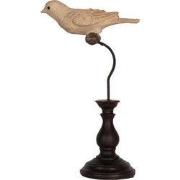 Clayre & Eef Decoratie Beeld Vogel 12x7x21 cm Beige Kunststof