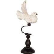 Clayre & Eef Decoratie Beeld Vogel 15x11x36 cm Wit Kunststof