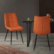 Eetkamerstoelen set van 2 oranje keukenstoelen met polyester hoes en s...