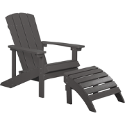 ADIRONDACK  - Tuinstoel met voetenbank - Donkergrijs - Kunsthout