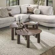 Salontafel set van 3 Myla Driehoekig Teakhout Bruin