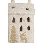 Clayre & Eef Decoratie Huis met LED 9x7x15 cm Beige Keramiek