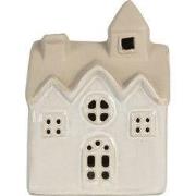 Clayre & Eef Decoratie Huis met LED 9x6x12 cm Beige Keramiek