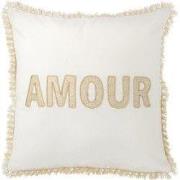 J-Line - Kussen Amour Textiel Wit/goud - 45x45x3.75cm