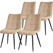 Eetkamerstoelen set van 4 lichtbruin Keukenstoel met polyester bekledi...