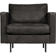 WOOOD Rodeo Classic Fauteuil - Recycle Leer - Zwart - 83x98x88