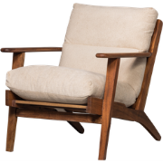 WOOOD Houston Fauteuil - Bouclé/Hout - Naturel - 86x71x71