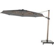 Parasol Siesta Premium 350 cm dia. antraciet met houtlook frame 4SO