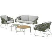 Mischa tuin loungeset groen 5delig - tweezitsbank, twee fauteuils, twe...