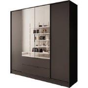 Meubella - Kledingkast Kaelum - Zwart - 206 cm - Met spiegel