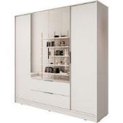 Meubella - Kledingkast Kaelum - Beige - 206 cm - Met spiegel