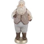 Clayre & Eef Kerstdecoratie Beeld Kerstman 8x6x15 cm Beige Kunststof