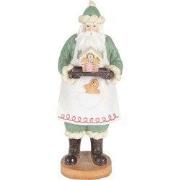 Clayre & Eef Kerstdecoratie Beeld Kerstman 11x11x30 cm Groen Kunststof