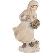 Clayre & Eef Decoratie Beeld Kind 10x7x17 cm Beige Kunststof