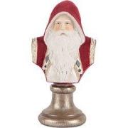 Clayre & Eef Kerstdecoratie Beeld Kerstman 10x9x19 cm Rood Kunststof