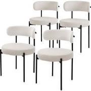 Eetkamerstoel set van 4 met teddy stof met rugleuning wit Keukenstoel ...