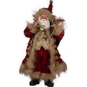 Clayre & Eef Kerstdecoratie Beeld Kerstman 16x12x31 cm Rood Textiel