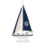 Clayre & Eef Decoratie Boot 20x4x37 cm Wit Blauw MDF