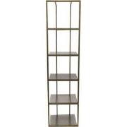 PTMD Ilya Gold Metal Cabinet Smoky Glass Shelves
