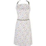 Clayre & Eef Keukenschort 70x85 cm Wit Groen Katoen Bloemen