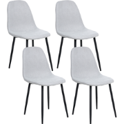 CRANDALL - Eetkamerstoel set van 4 - Lichtgrijs - Stof