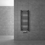 Badkamerradiator middenaansluiting 300x800 mm antraciet recht met wand...