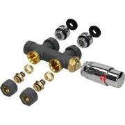 Thermostaat met aansluitset antraciet Rechtdoor