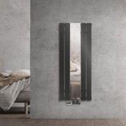 Badkamer radiator plat met spiegel en wandaansluitset 45x120 cm antrac...