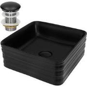 Wastafel incl. afvoergarnituur zwart zonder overloop 39x39x15 cm zwart...