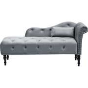IVRY - Chaise longue - Grijs - Rechtszijdig - Fluweel