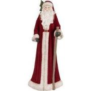 Clayre & Eef Kerstdecoratie Beeld Kerstman 16x15x37 cm Rood Kunststof