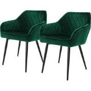 Eetkamerstoel set van 2 diamant quilting met rugleuning en armleuninge...