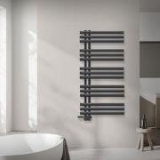 Badkamerradiator middenaansluiting 600x1200 mm antraciet met LuxeBath ...