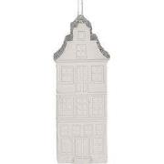 Clayre & Eef Kersthanger Huis 4x4x11 cm Wit Kunststof