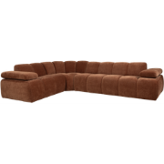 WOOOD Mojo Hoekbank Links - Ribstof - Roest Bruin - 74x310x230