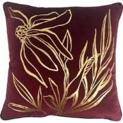 LONNEKE - kussenhoes 45x45 cm - bladmotief - Pomegranate - rood