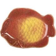 Clayre & Eef Decoratie schaal Vis 16x11x3 cm Oranje Keramiek