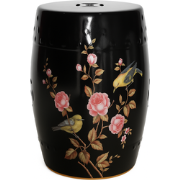 Fine Asianliving Keramische Kruk Zwart Pioenen Handgemaakt - Yara