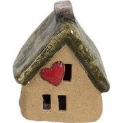 Clayre & Eef Decoratie Beeld Huis 7x6x9 cm Bruin Keramiek