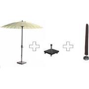 Set ronde Manilla parasol - met voet en hoes - 250 cm - Ecru