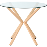 ALTURA  - Ronde eettafel - Lichte houtkleur - 90 cm - Veiligheidsglas