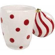 Clayre & Eef Mok 350 ml Wit Rood Keramiek
