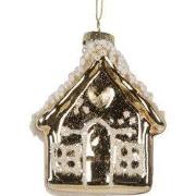 Clayre & Eef Kersthanger Huis 7x7x9 cm Goudkleurig Glas